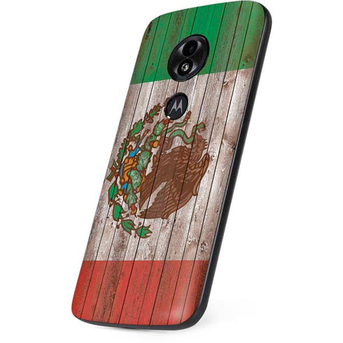 Mexican Flag Dark Wood Moto E5 Play Skin